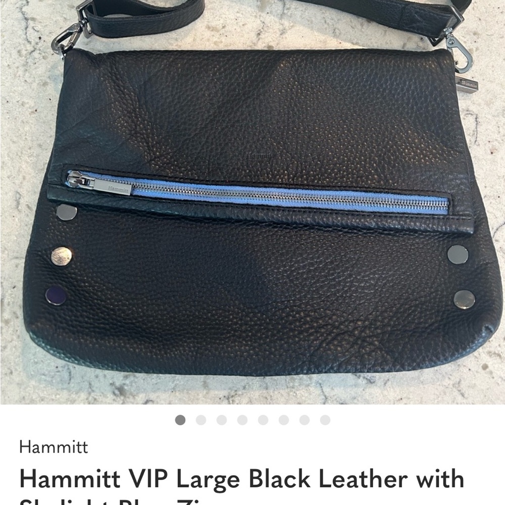 ISO Hammitt Black VIP Large Blue zipper Leather